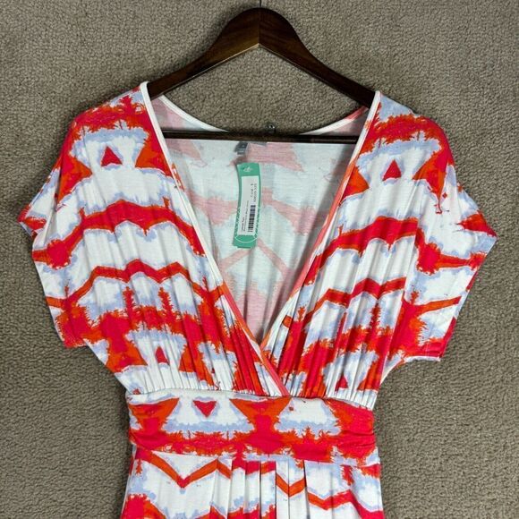 Lemon Tart Maxi Dress Size Small S Coral Meridian Knit Empire Waist V Neck NEW - Picture 4 of 11
